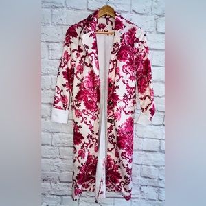 Long Floral Jacket Paisley White & Pink sz S UNIQUE!